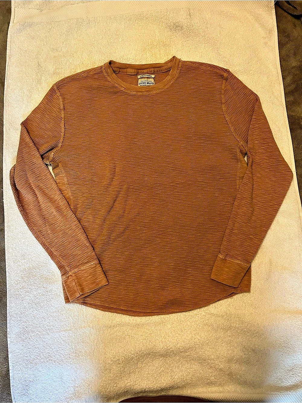 Lucky Brand Lived In Thermal Crew Men's Thermal Long Sleeve Brown Large